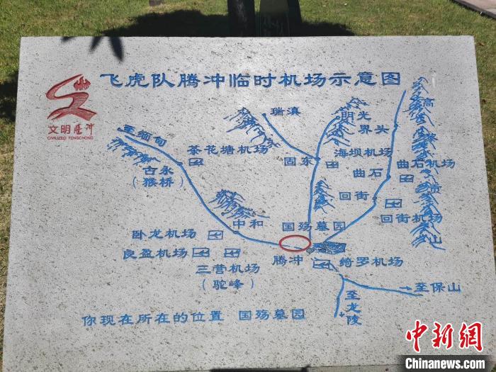 圖為抗戰(zhàn)時(shí)期騰沖臨時(shí)機(jī)場(chǎng)示意圖?！】姵?攝