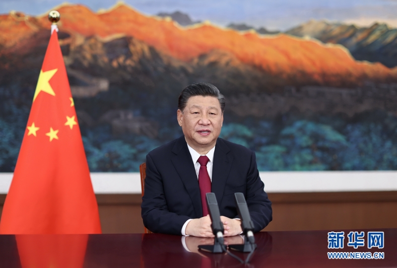 4月20日上午，博鰲亞洲論壇2021年年會開幕式在海南博鰲舉行，國家主席習(xí)近平以視頻方式發(fā)表題為《同舟共濟克時艱，命運與共創(chuàng)未來》的主旨演講。新華社記者 鞠鵬 攝.jpg