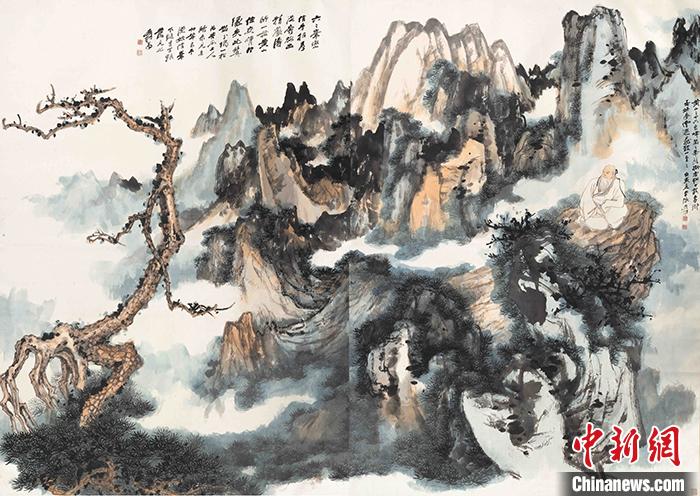 張大千《黃山奇松通景》。拍賣行供圖