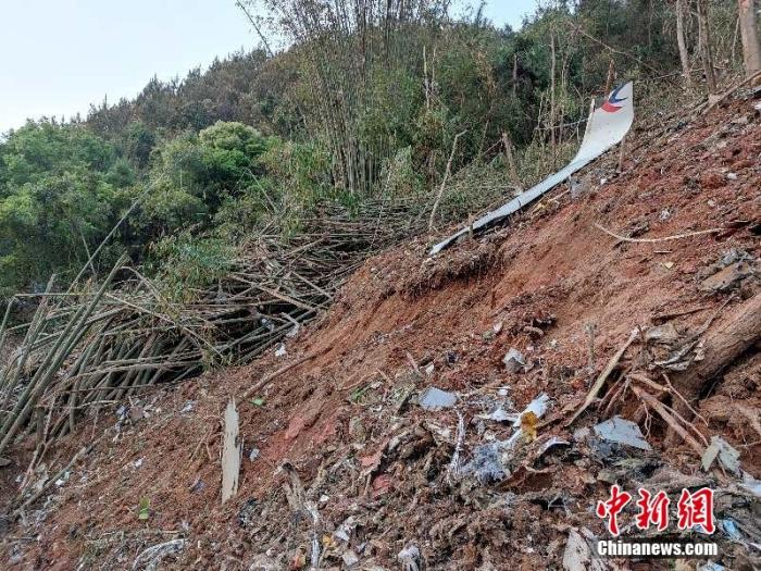 東航客機(jī)墜機(jī)現(xiàn)場。 通訊員 江懷鵬 武警廣西梧州支隊提供
