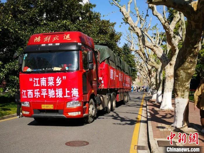 江西樂平捐贈28噸蔬菜給上海交通大學(xué)和上海建橋?qū)W院。　民盟上海市委供圖