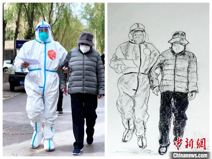 圖為一名“大白”攙扶著老人?！∏嗪Ｊ∽匀毁Y源廳 供圖