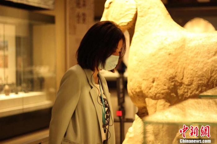 圖為席嘉怡在陜西歷史博物館參訪。
