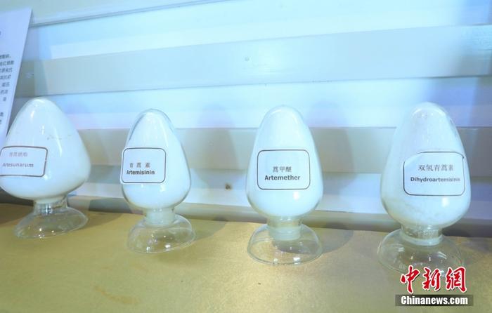 圖為9月7日，當(dāng)?shù)匾凰幤笳故旧a(chǎn)加工后的青蒿素及其制劑。 <a target='_blank' href='/'>中新社</a>記者 周毅 攝