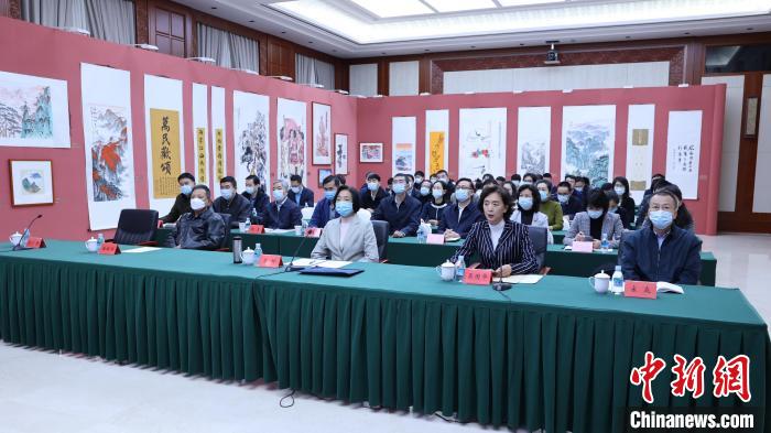10月27日上午，臺盟中央學習貫徹中共二十大精神座談會在臺盟中央機關(guān)禮堂召開。圖為會議現(xiàn)場?！∨_盟中央供圖