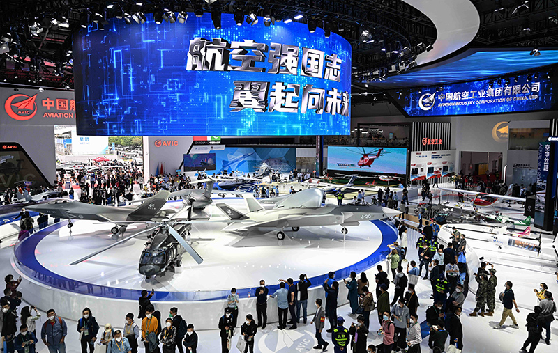 這是11月8日拍攝的中國航空工業(yè)集團的展臺。（圖源：新華社）