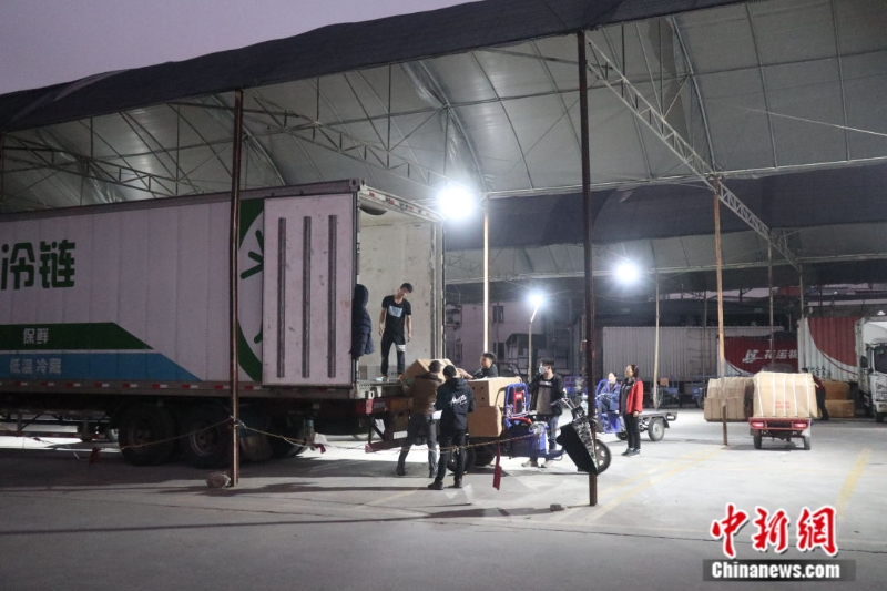 圖為嶺南花卉市場工人正在卸貨。<a target='_blank' href='/'>中新社</a>記者 孫秋霞 攝