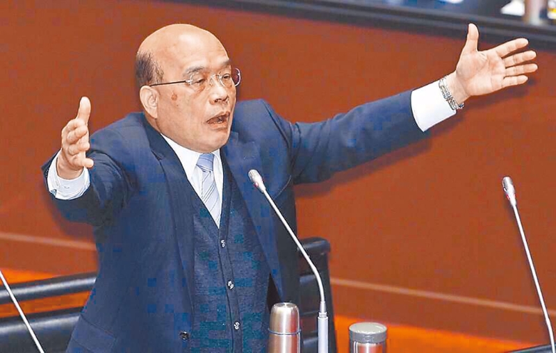 臺(tái)當(dāng)局行政機(jī)構(gòu)負(fù)責(zé)人蘇貞昌（圖）表示，“選罷法”修“法”符合民眾期待，卻引來(lái)島內(nèi)網(wǎng)友一面倒的批評(píng)。（中時(shí)資料照）圖片來(lái)源：臺(tái)灣“中時(shí)新聞網(wǎng)”.jpg