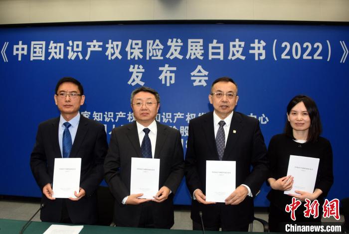 《中國知識(shí)產(chǎn)權(quán)保險(xiǎn)發(fā)展白皮書(2022)》發(fā)布會(huì)在國家知識(shí)產(chǎn)權(quán)局舉行，四位業(yè)界專家對(duì)媒體解讀分析?！?lt;a target='_blank' href='/'>中新社</a>記者 孫自法 攝