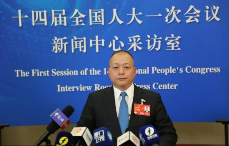 第十四屆全國人民代表大會臺灣省代表蔡培輝接受中國臺灣網(wǎng)等媒體視頻連線訪問。（中國臺灣網(wǎng) 發(fā)）