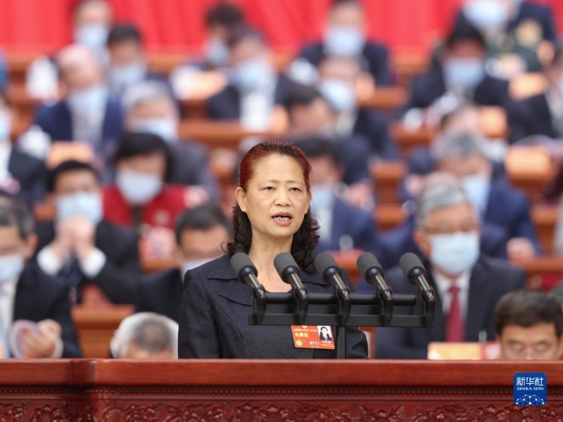 3月7日，全國(guó)政協(xié)十四屆一次會(huì)議在北京人民大會(huì)堂舉行第二次全體會(huì)議。這是田紅旗委員代表民革中央作大會(huì)發(fā)言。（圖源：新華社）