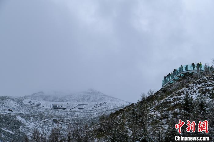 游客在拉薩南山公園觀景臺登高賞雪?！〗w波 攝