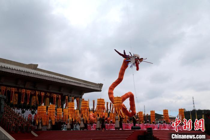 圖為癸卯（2023）年清明公祭軒轅黃帝典禮5日在陜西黃陵舉行。