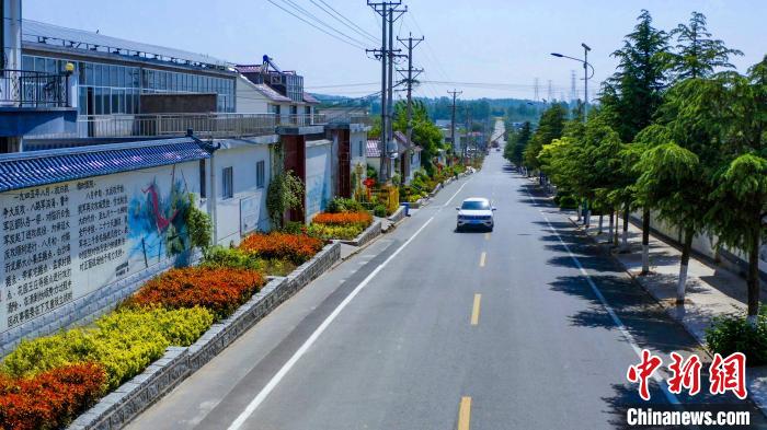 資料圖：圖為臨沂市蘭山區(qū)半程鎮(zhèn)美麗的戶戶通道路。(無人機(jī)照片) 孫磊 攝