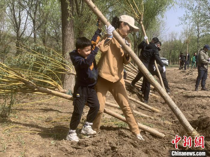 圖為參加植樹活動的在京臺胞?！畛坛?攝