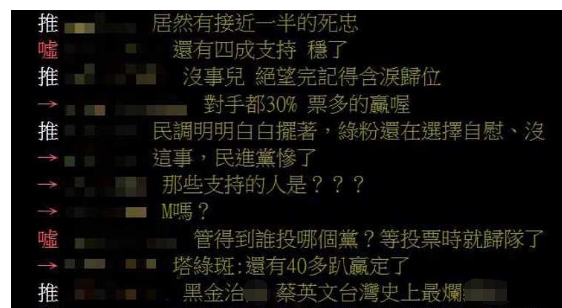 臺(tái)灣網(wǎng)友對(duì)蔡英文民調(diào)留言