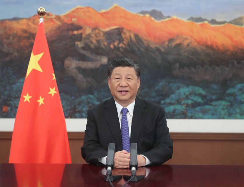△2020年7月28日，習(xí)近平主席在亞洲基礎(chǔ)設(shè)施投資銀行第五屆理事會(huì)年會(huì)視頻會(huì)議開幕式上致辭。