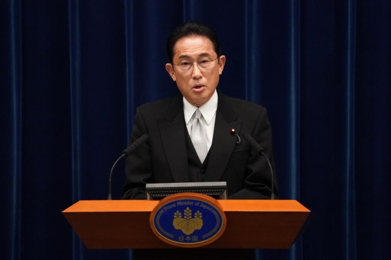 2021年10月4日，日本首相岸田文雄在日本東京首相官邸召開記者會。新華社發(fā)（Pool圖片 花井亨攝）