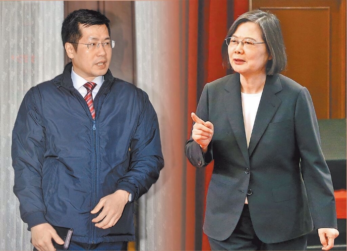 民進(jìn)黨民代羅致政(左)與臺(tái)灣地區(qū)領(lǐng)導(dǎo)人蔡英文(右)。（圖源：臺(tái)灣“中時(shí)新聞網(wǎng)”）