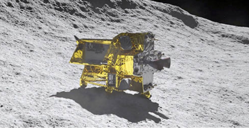 日本登月探測器SLIM月面著陸效果圖。(圖源：JAXA） 