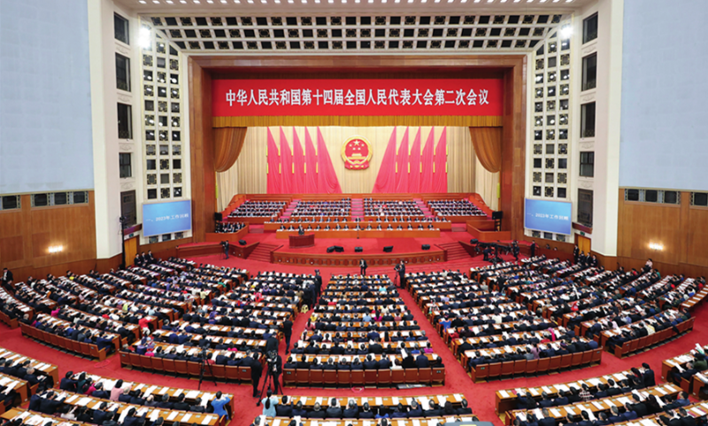 3月5日，第十四屆全國(guó)人民代表大會(huì)第二次會(huì)議在北京人民大會(huì)堂開(kāi)幕。 丁海濤攝 《瞭望》