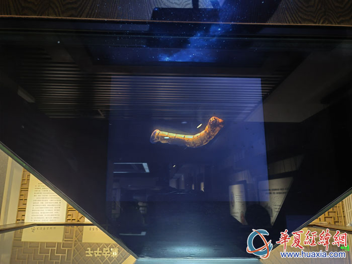 石泉縣鎏金銅蠶展覽館中，漢代鎏金蠶的動(dòng)畫展示。