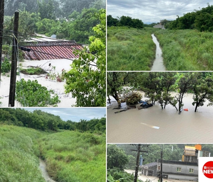 高雄市田寮區(qū)淹水災(zāi)情慘重，房子幾乎快被滅頂