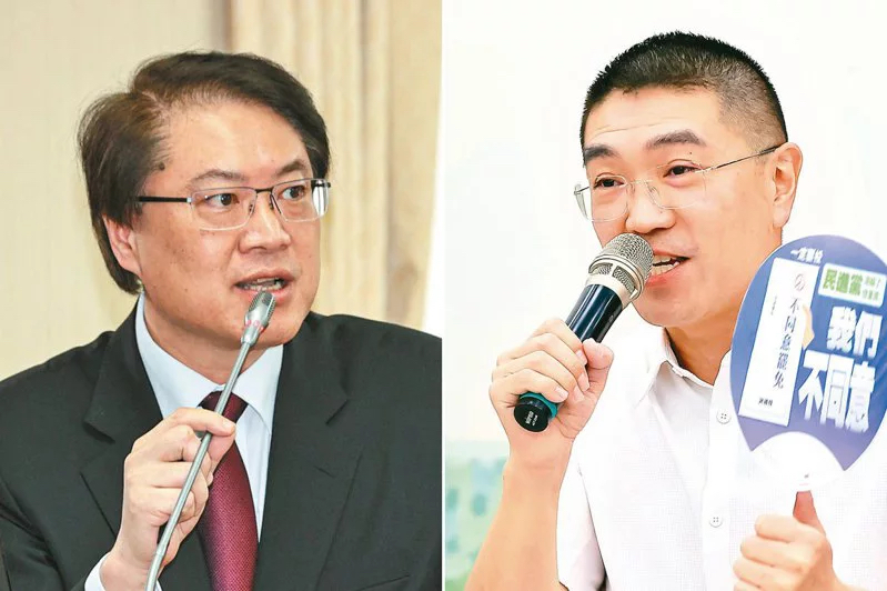 民進黨前基隆市長林右昌（左）、國民黨基隆市長謝國梁（右）。（圖源：臺灣《聯(lián)合報》）